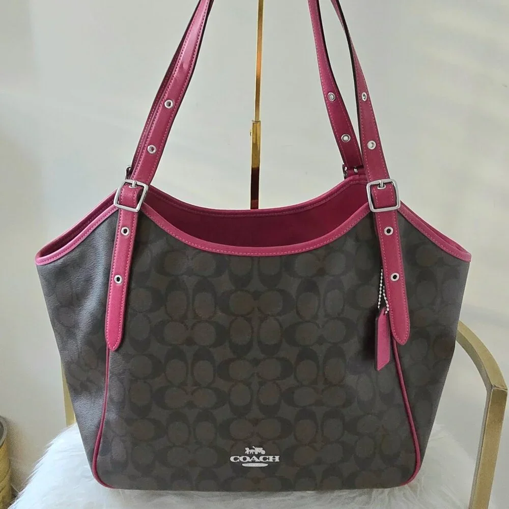 Coach Meadow Shoulder Bag Brown/bright violet - Picture 1 of 8